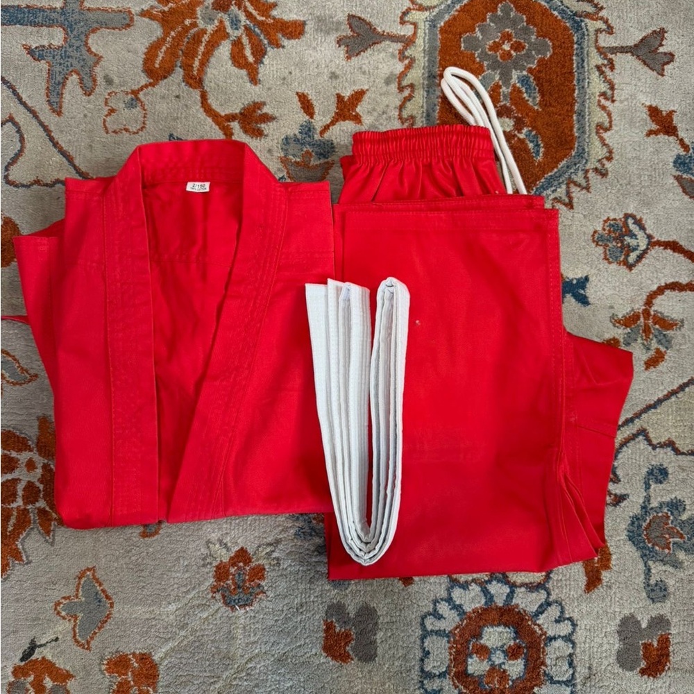 Red Martial Arts Gi with White Belt